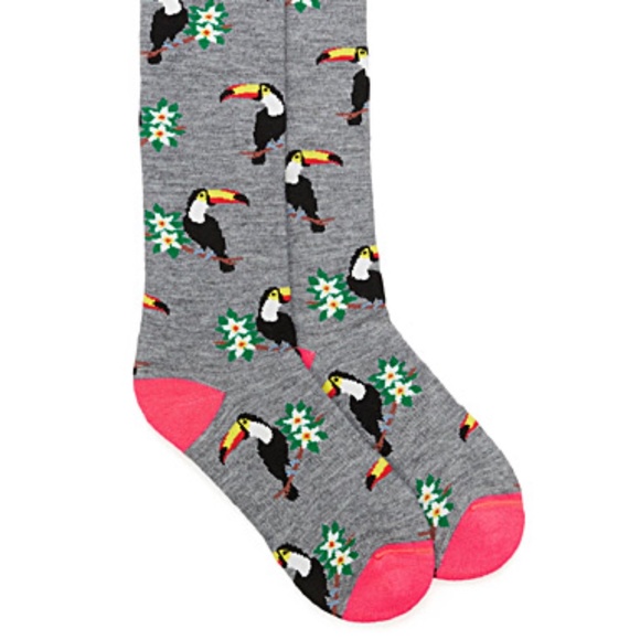 Gray jacquard toucans merino wool blend thermal socks made in Italy NWT - Picture 8 of 8